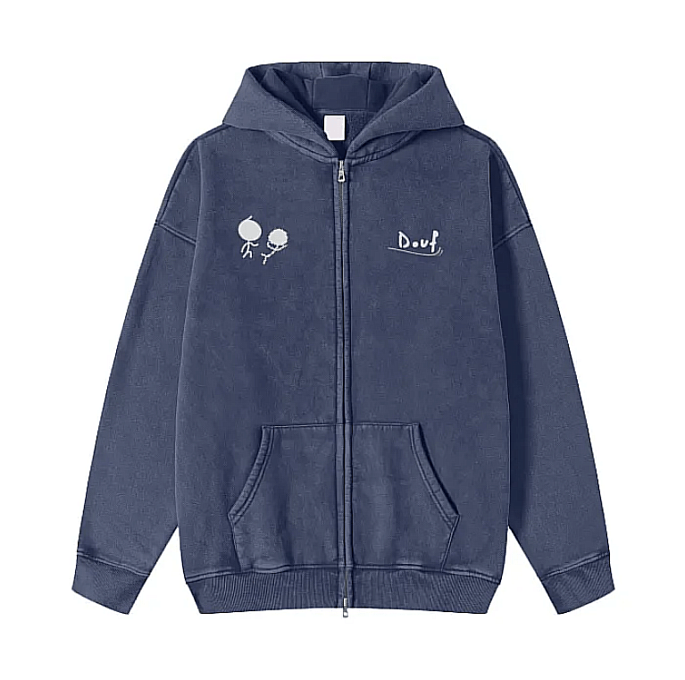 ACID WASHED DOUBLE ZIP BLUE - Douf