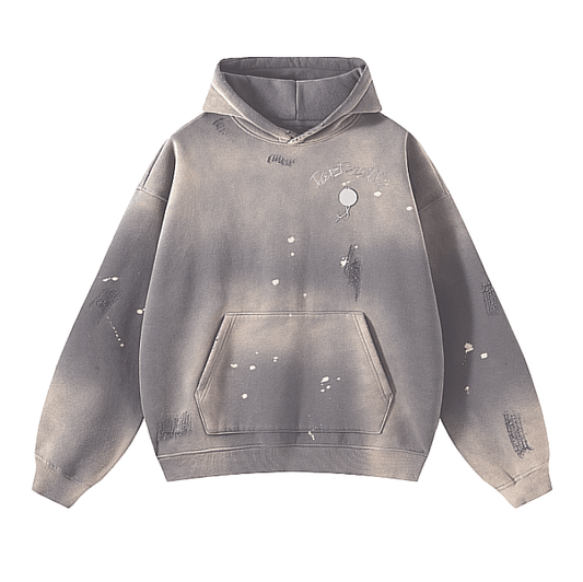 BALANCED WASHED GREY HOODIE - Douf