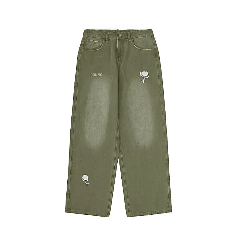 GREEN WASHED PANTS - Douf