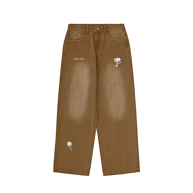 BROWN WASHED PANTS - Douf