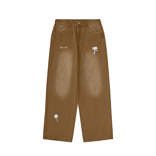 BROWN WASHED PANTS - Douf