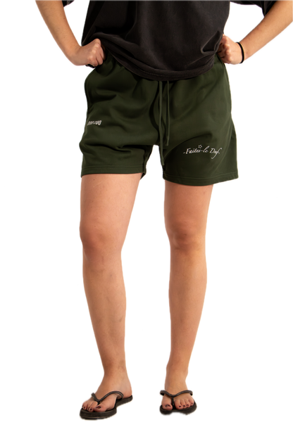 SOLID COLOR COTTON SHORT BLACKISH GREEN - Douf